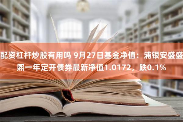 配资杠杆炒股有用吗 9月27日基金净值：浦银安盛盛熙一年定开债券最新净值1.0172，跌0.1%