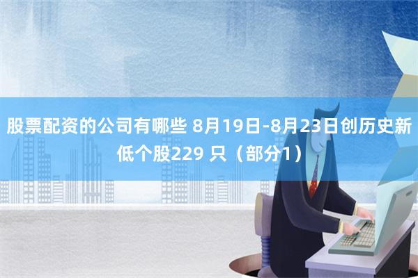 股票配资的公司有哪些 8月19日-8月23日创历史新低个股229 只（部分1）